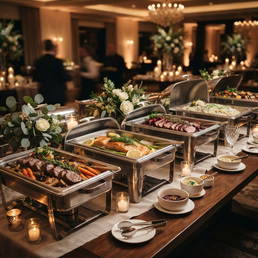 An elegant premium catering presentation
